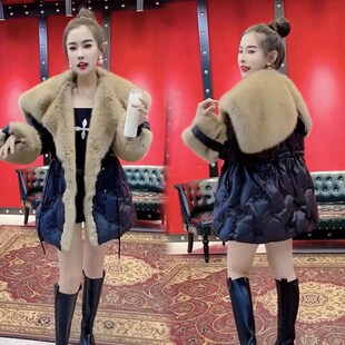 欧货重工刺绣天使之翼o大毛领羽绒服女2025冬季新款韩版时尚中长