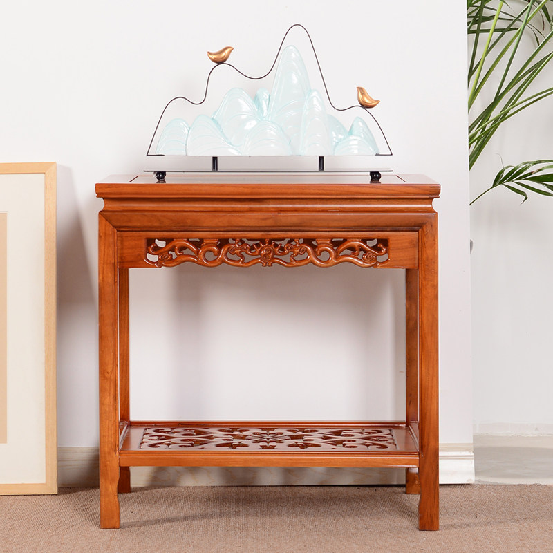 黄花梨色长方形中式边几角几边桌沙发边柜实木小茶几榆木桌鱼缸架