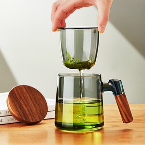 绿昌明玻璃杯茶水分离泡r茶茶杯高档办公室男士水杯家用耐高温杯