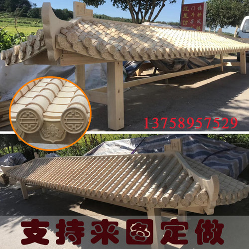 东阳木雕中式仿古实木屋檐古建门头招牌斗拱飞檐翘角装饰门楼定制