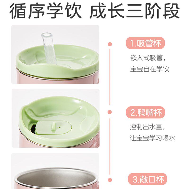 牛奶杯儿童刻度防摔不锈钢吸管杯喝奶的杯子带盖酸奶杯