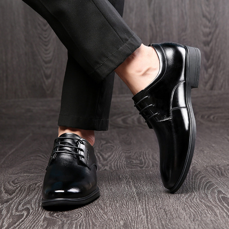 高中男生艺考皮鞋大学生礼仪舞台钢琴演出鞋子黑色成人礼主持人鞋