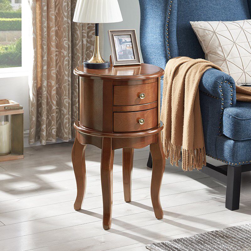 沙发边柜侧储物柜美式全实木角几边桌客厅简约茶几沙发边几床头柜