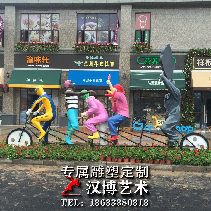 玻璃钢仿铜人物雕塑商业步行街买东西小贩雕塑铸铜商人雕像定制做