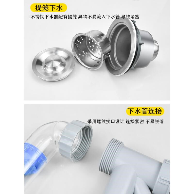 厨房洗菜盆下水管配件洗碗池单双水槽下水器防臭排水管子通用套装