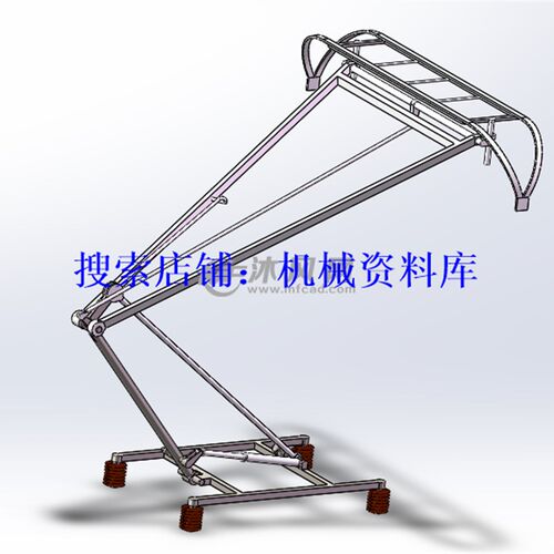 受电弓设计模型3D SolidWorks图纸有轨电车接触线受流装置【124】