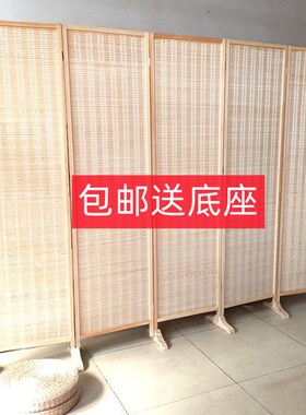中式竹编屏风隔断简约现代客厅卧室D遮挡家用折叠移动办公实木折