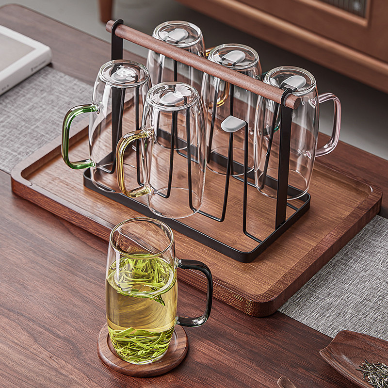 高硼硅玻璃杯家用耐热带把手绿茶杯套装办公室待客男泡茶喝水杯子,餐饮具,玻璃杯,淘宝优惠券,粉丝福利购,淘宝优惠卷