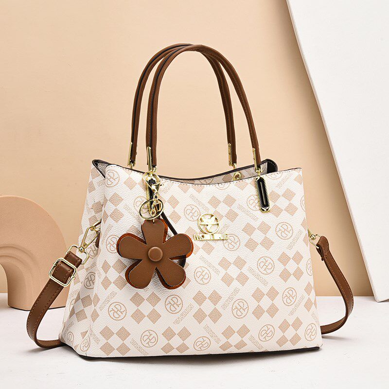 高级质感女士包包2025新款气质印花手提包大容量单肩斜挎妈妈女包