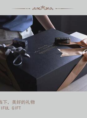 超大新款长方形礼品盒子黑色礼物盒大码生日礼盒空盒流星球包装盒