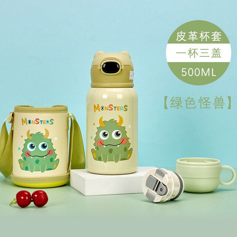 智能测温儿童吸管杯不锈钢水壶宝宝幼儿园防摔水杯男女小孩保新款