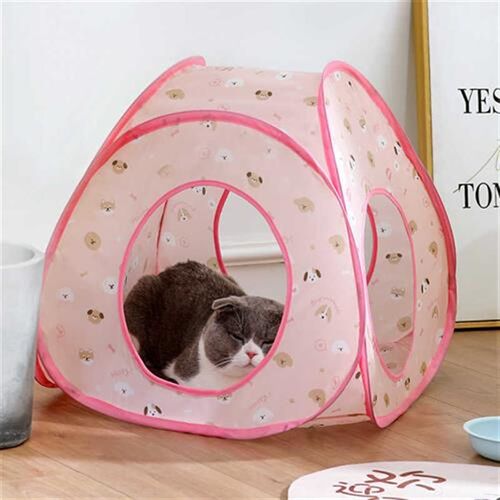 领养之家/四季可用猫窝圆形可折叠便携式宠物窝猫隧道宠物帐篷笼