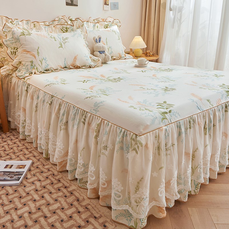 小清新全棉被套单件1001.5m200x230高级感田园风荷叶花边被罩