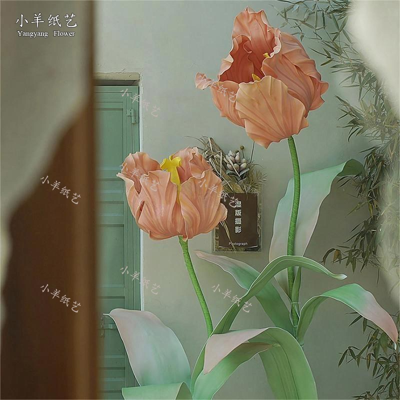 网红西餐厅餐饮咖啡甜品蛋糕奶茶店画室拍照打卡纸艺花装饰