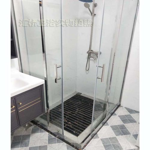 方形转角直角不锈钢屏风淋浴房卫生间干湿分离隔断玻璃推拉浴室门