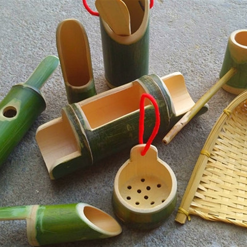 儿童玩沙铲子小竹铲水沙玩具玩沙模具竹簸箕装沙挖沙工具幼儿园