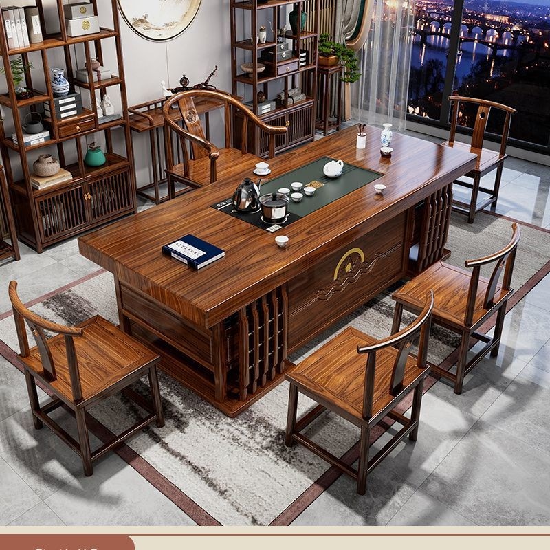 实木大板茶桌椅组合新中式简约茶几客厅家用茶台办公室禅意泡茶桌