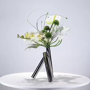 现代轻奢高档仿真花艺创意几何花瓶插花样板房茶几客厅餐桌花摆件