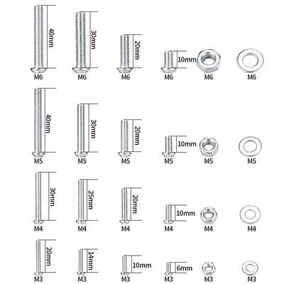 1112pcs铁白锌 PM十字盘头机螺丝 铁镀锌 十字圆头螺丝配平母套装