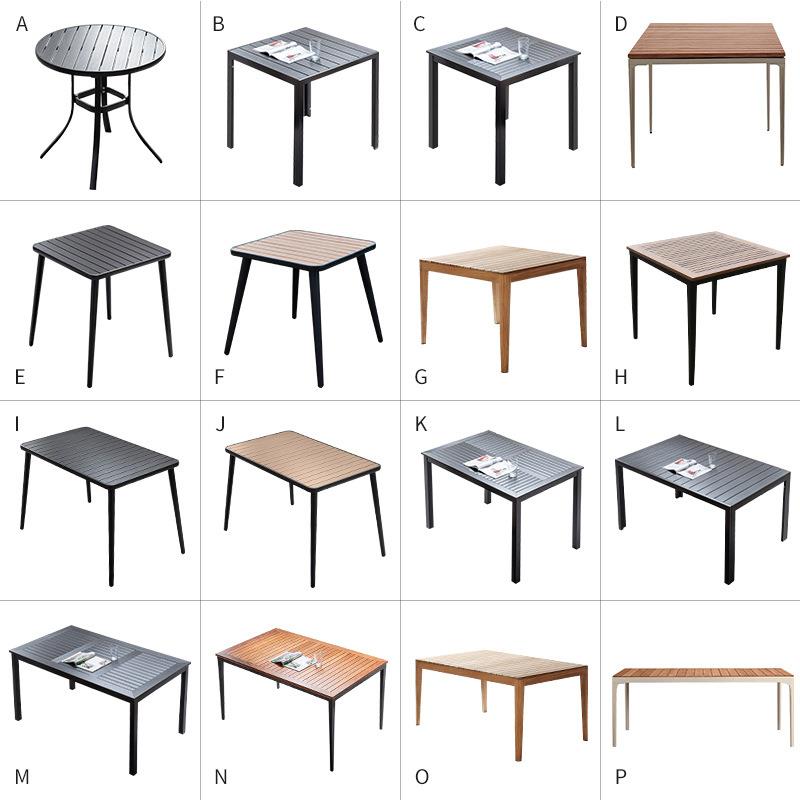 户外长方桌玻璃岩板餐桌铁艺休闲茶桌庭院防腐木长桌塑木大理石方