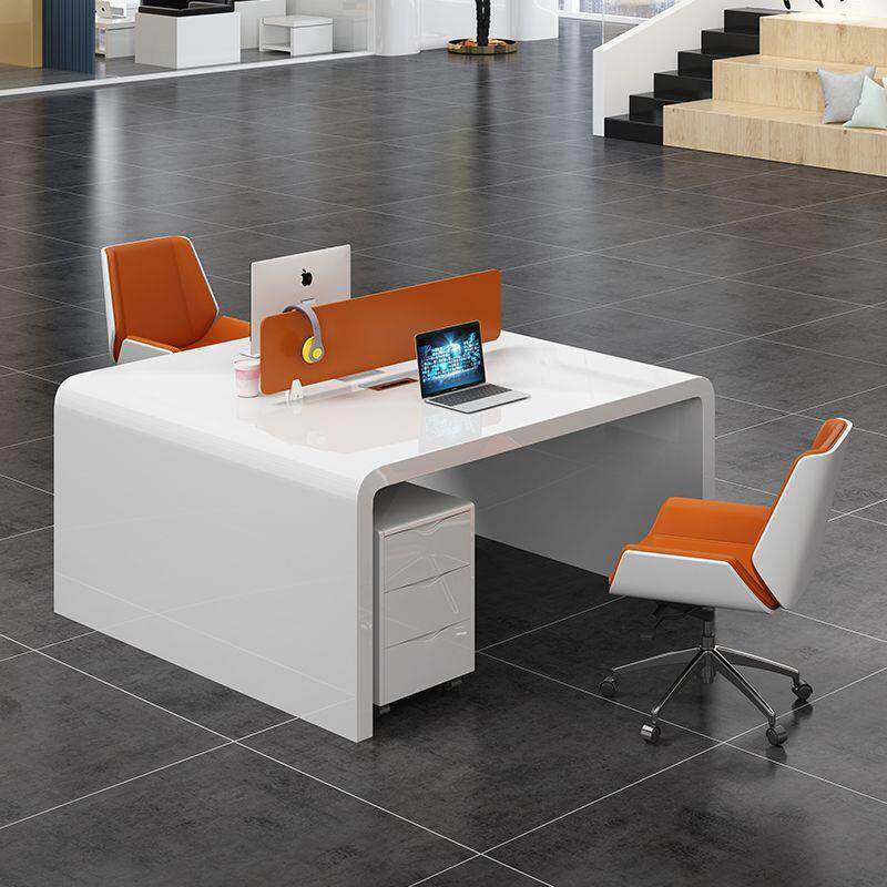 烤漆职员办公桌员工电脑桌4/6人位工位卡座简约现代办公桌椅组合
