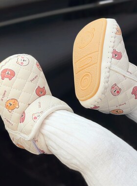 冬季宝宝棉鞋6到12个月婴儿学步鞋软底婴幼儿雪地靴高帮Z加绒加厚