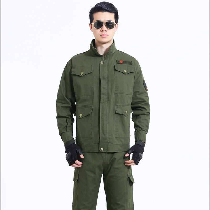 纯棉工作服套装男秋季长袖耐磨汽C修车间多口袋工装电焊迷彩劳保