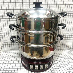 加厚38-40cm大容量不锈钢电炒锅火锅多用锅/电M蒸锅28/30/32电热