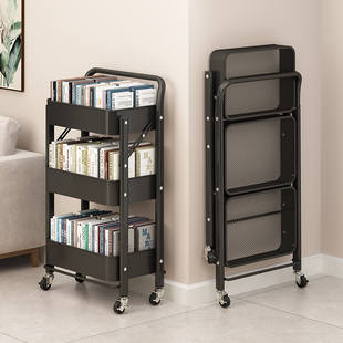 可折叠书架小推车边几置物架落地带轮卧室K零食架厨房收纳储物架