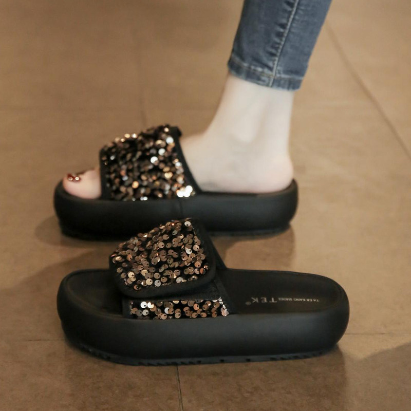 凉拖鞋女夏季时尚外穿2024新款厚底增高防滑沙滩S凉鞋高级感一字