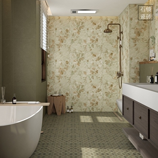 一眼沦陷的美感~400x800mm中古风连纹花砖卫生间墙砖阳台南洋风