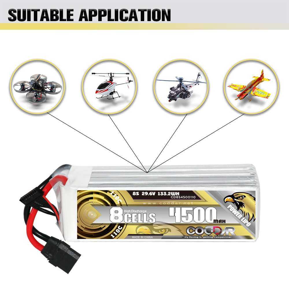 CODDAR鹰氪4500MAH 8S 29.6V 110C车模7寸8寸航模固定翼锂电池