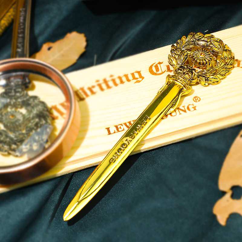 欧式复古金属拆信刀创意火漆裁纸刀生日礼物商务馈赠办公镇纸摆件图片