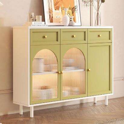 奶油风岩板餐边柜法式厨房客厅收纳柜茶水柜玄关柜卧室置物柜