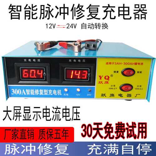 汽车电瓶充电器12v24v充满自停全自动智能纯铜大功率蓄电池充电机