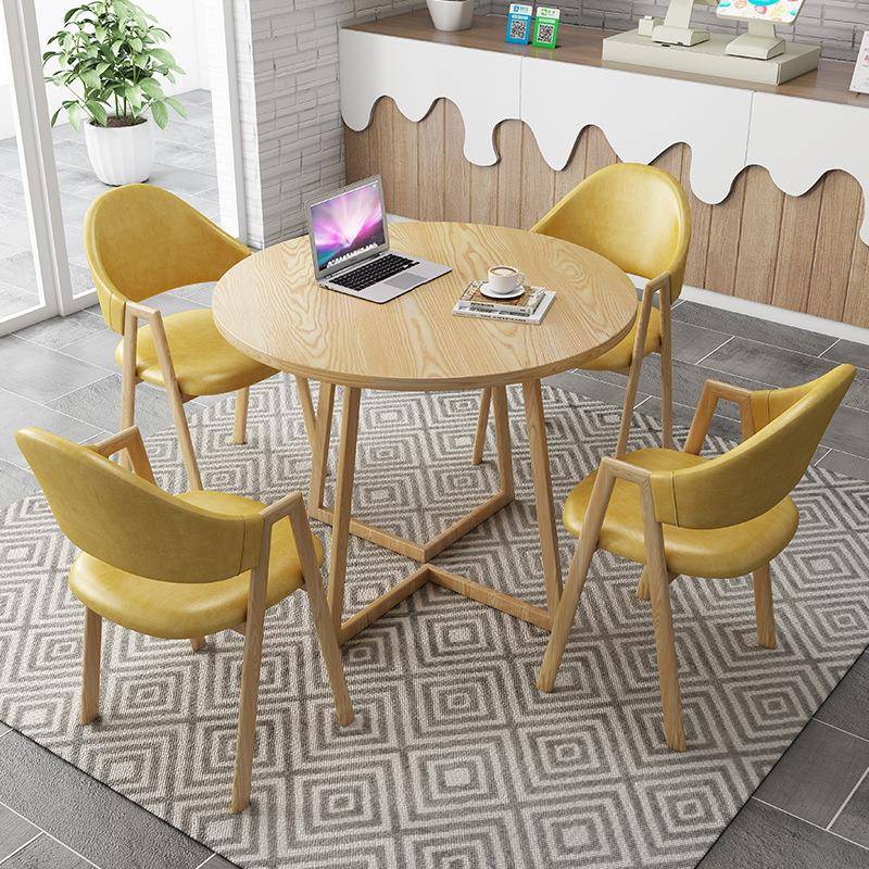 简约接待洽谈桌椅组合售楼部商务会客休闲奶茶咖啡店铺休息区圆桌