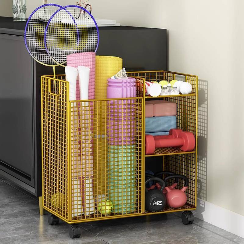 体育用品置物架收纳篮家用运动健身器材收纳神器瑜伽垫收纳筐夹缝