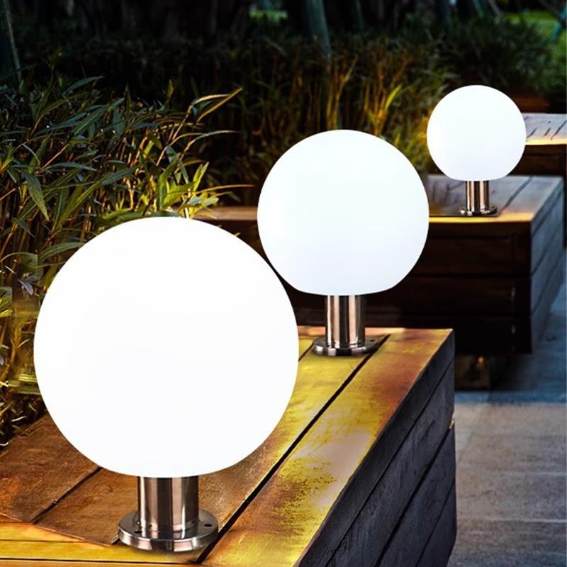 太阳能柱头灯别墅大门圆球灯防水装饰围墙灯庭院柱头灯户外景观灯