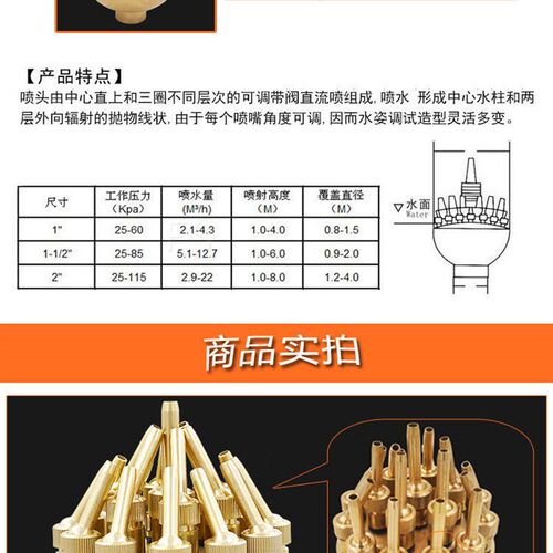 304不锈钢万向直流直射冰塔涌泉花柱蘑菇扇形礼花喷泉景观喷头
