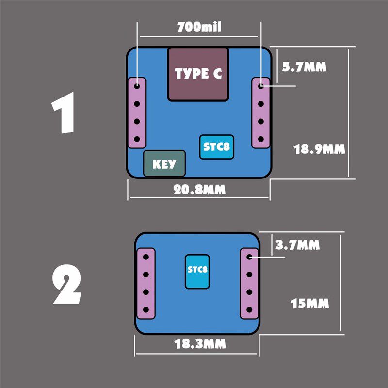 STC8G1K08A核心板开发板 自带ADC单片机控制器51开发板8脚模块图片