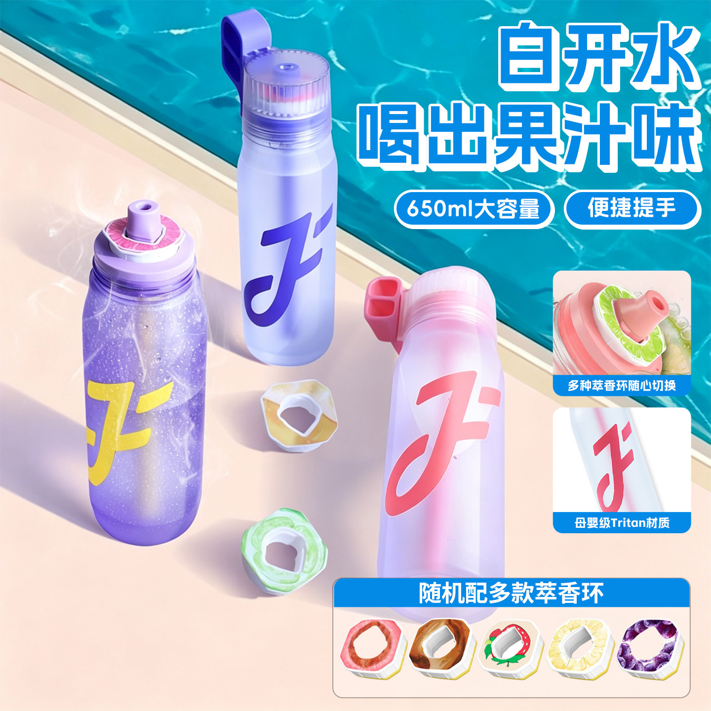 Joyfit玩味水杯玩味环儿童吸管杯学生上学专用水杯高颜值母婴材质