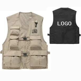 摄影马甲春秋款多口袋工装定制印绣字记者导O演男女工作服义工服