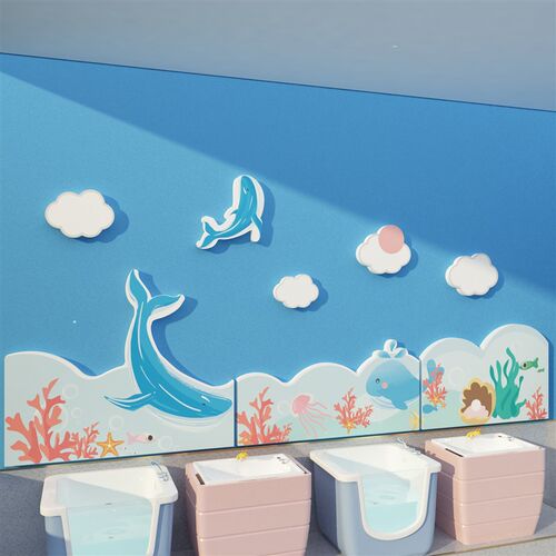 幼儿园海洋主题婴儿游泳馆浴室文化背景墙面装饰成品W环境布置材