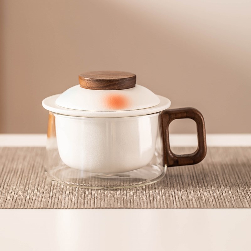 2024新款迷你墩墩杯茶水分离泡茶杯家用玻璃杯办公室花茶杯咖啡杯