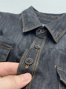 阿美咔叽全棉重水洗工装牛仔衬衫男潮流机车款牛仔宽松深灰色衬衣