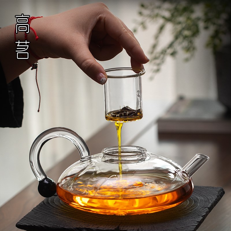 泡茶壶玻璃耐高温茶水分离冲茶壶C带过滤家用泡红茶专用茶具泡茶