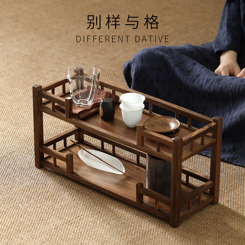 胡桃木桌面茶杯收纳置物架子小型博古F架实木中式紫砂壶茶具摆放