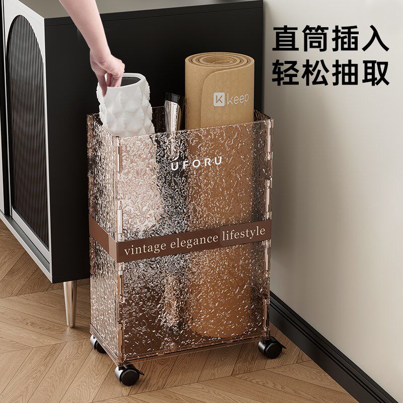 瑜伽垫健身垫收纳箱运动器材家用款大号收纳筐窄高型小推车置物架