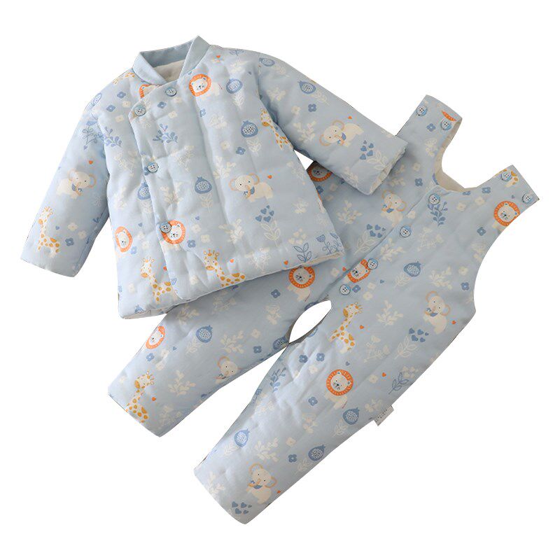 宝宝手工棉衣 婴儿童棉袄背带棉裤套装 幼儿加厚内胆秋冬季