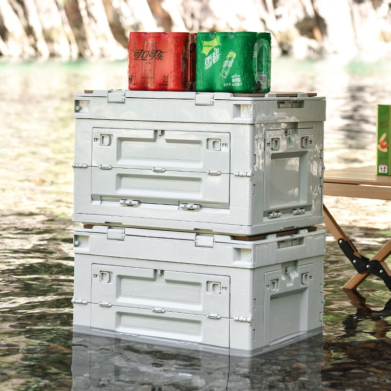 折叠箱户外折露营箱多功能带木盖加厚露营收纳箱多开门车载整理箱